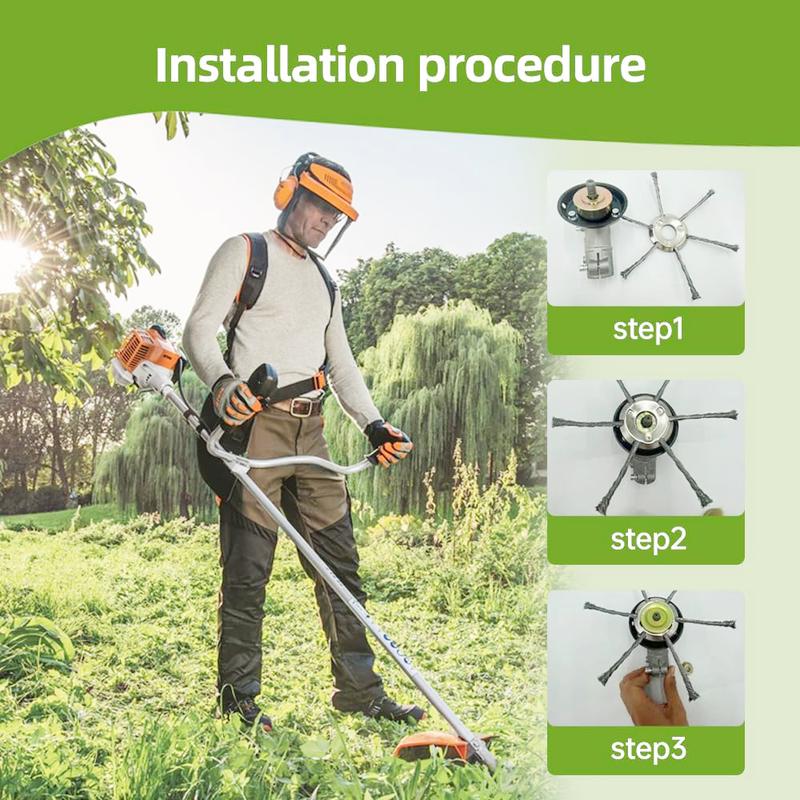 🔥Last Day 49% OFF👨‍🌾6-Inch Steel Wire Brush Cutter Head – Heavy-Duty Rotary Weed Trimmer Attachment for Cordless Electric String Trimmers (5mm Bore) | Ideal for Moss, Rust, and Weed Removal