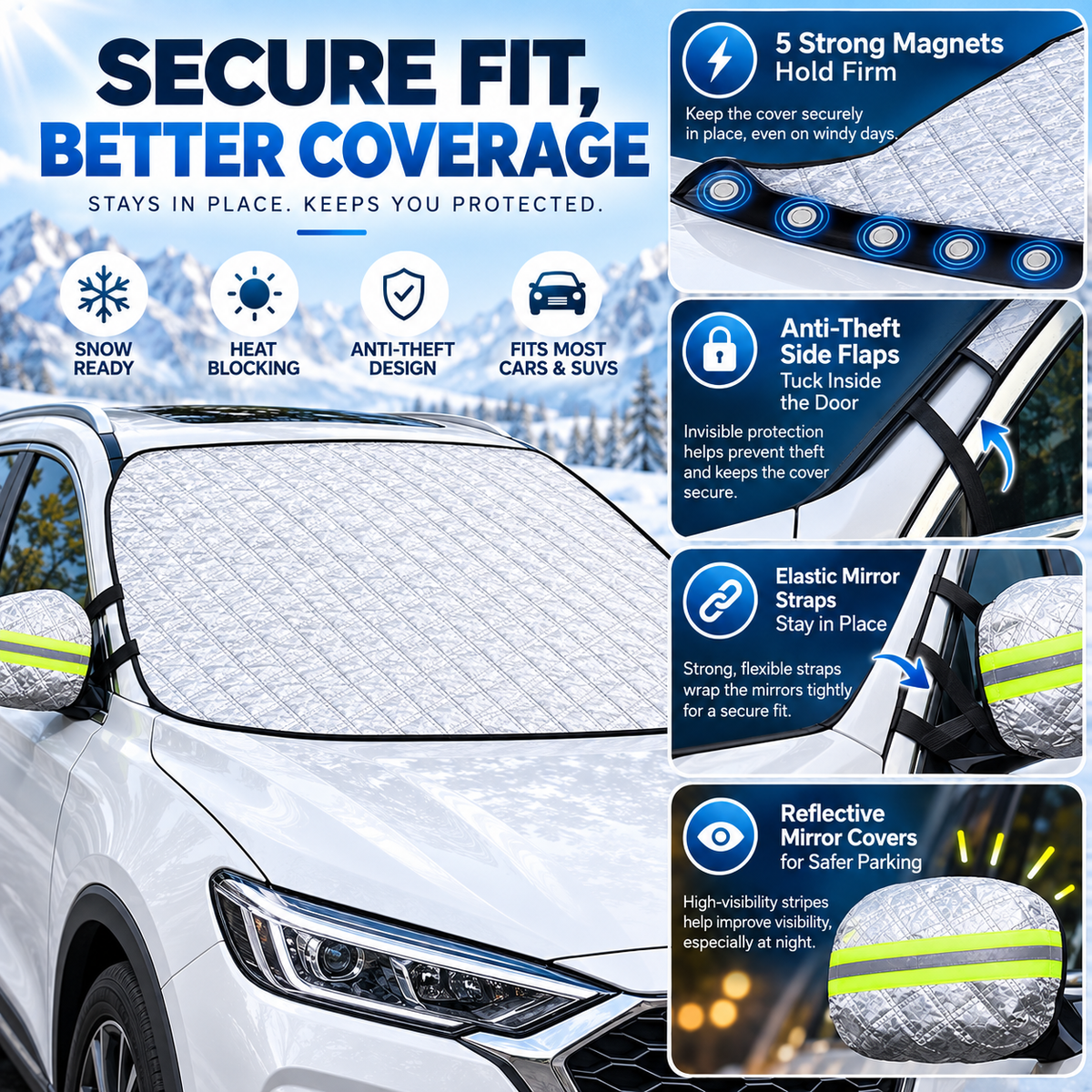 ❄️ Magnetic Windshield Snow Cover-1